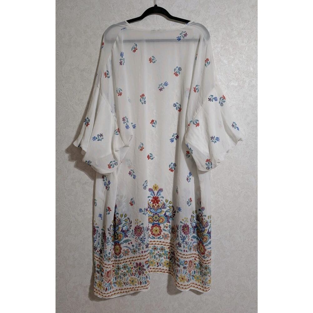 Cato Kimono Duster size 22/24W Ditsy Floral Sheer Bubble Sleeve Cottage Boho